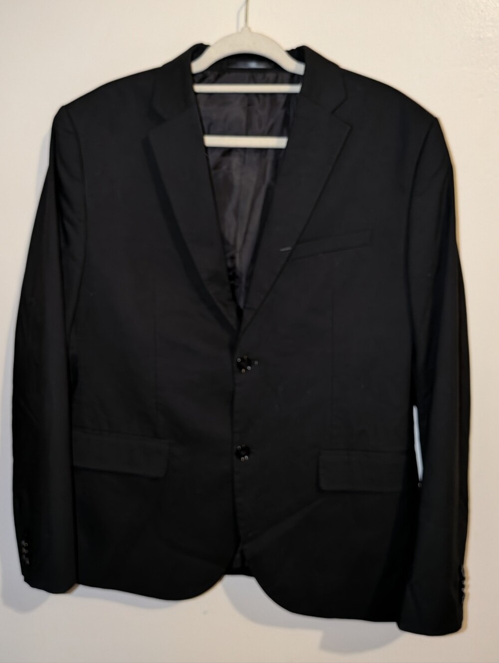 H&M Black Men's Two-Button Suit Blazer Size 44R